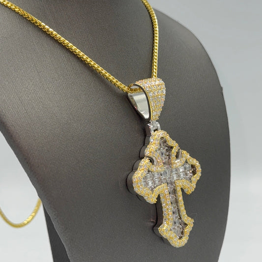 925 Silver Cross Baguette Moissanite