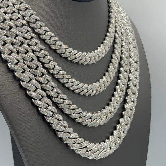 925 Silver Cuban Prong moissanite