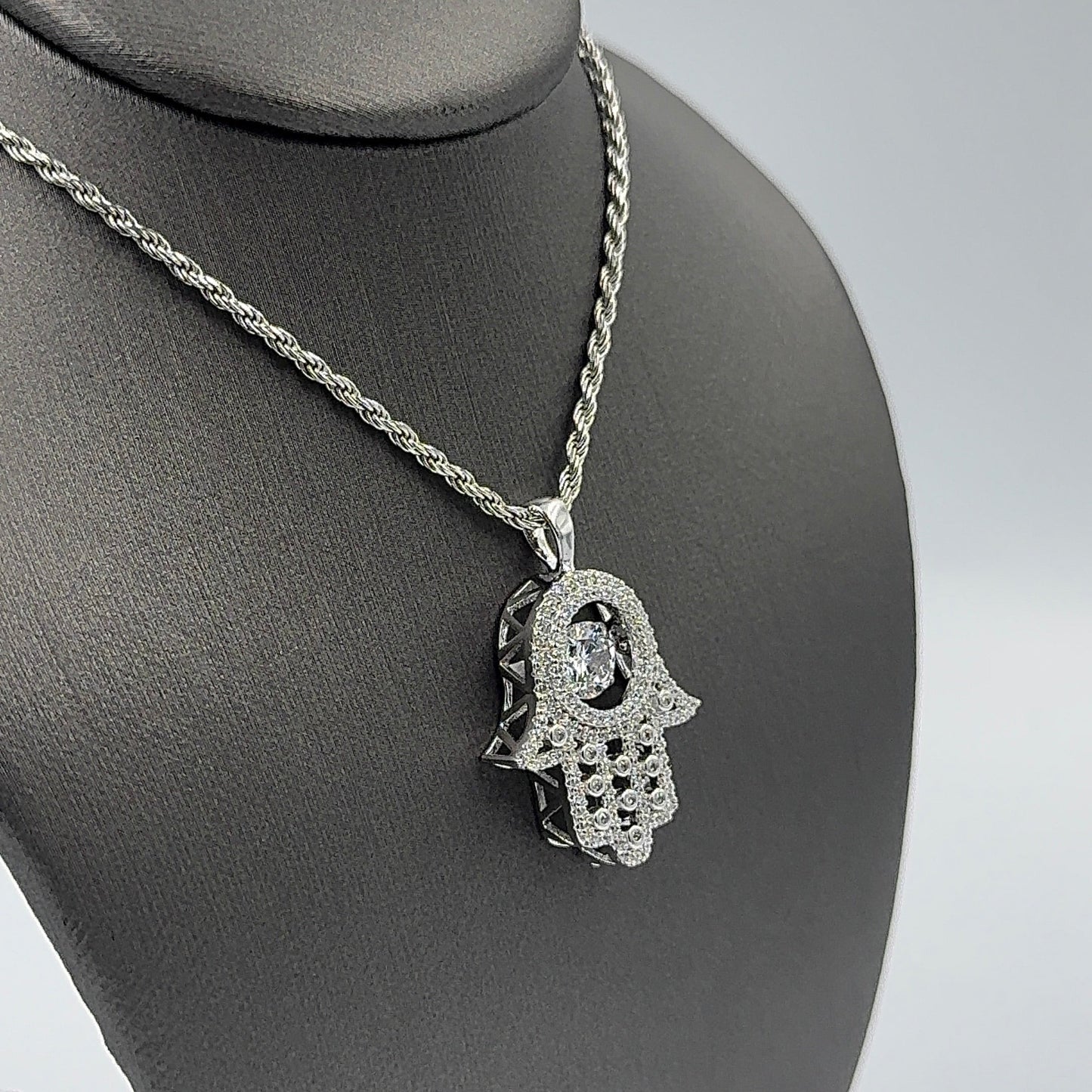 925 SILVER SET HAMSA WITH GEMSTONE