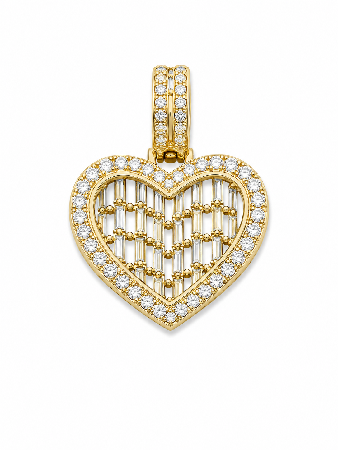 BAGUETTE HEART DOUBLE LAYER 925 SILVER