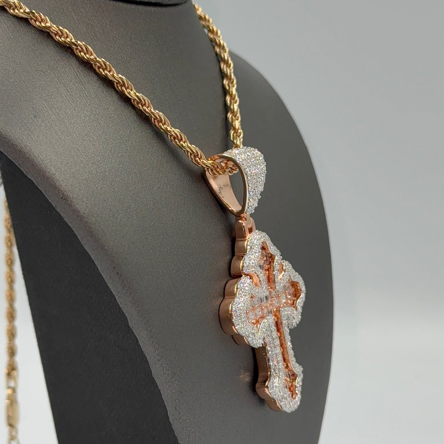 925 Silver Cross Baguette Moissanite