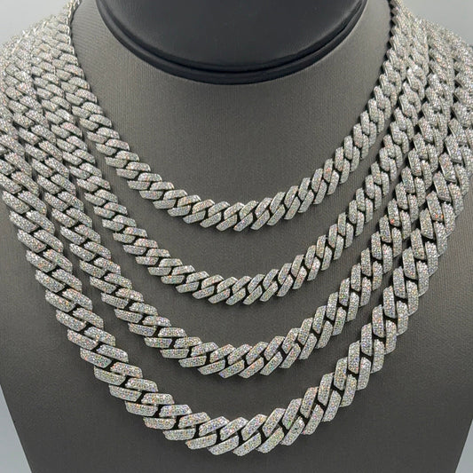 925 Silver Cuban Prong moissanite