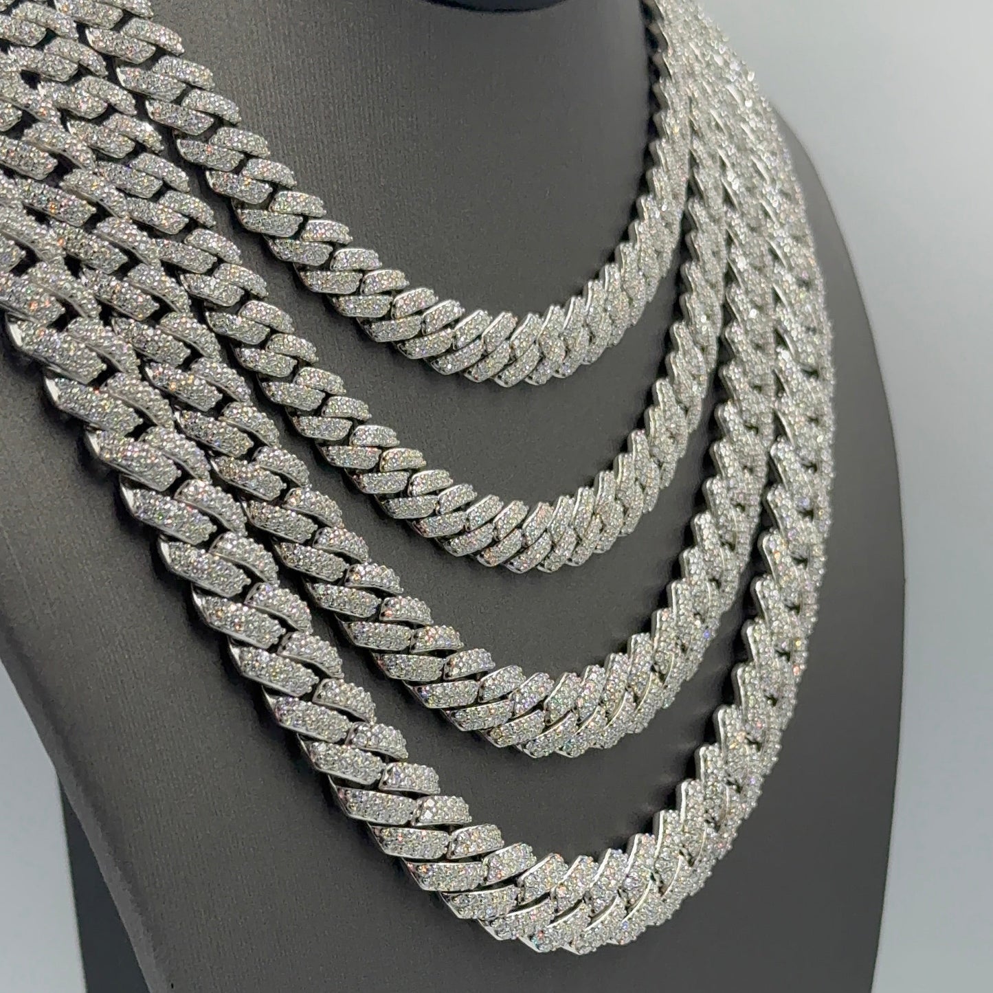 925 Silver Cuban Prong moissanite