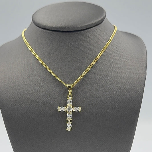 925 SILVER SET SMALL TENNIS CROSS