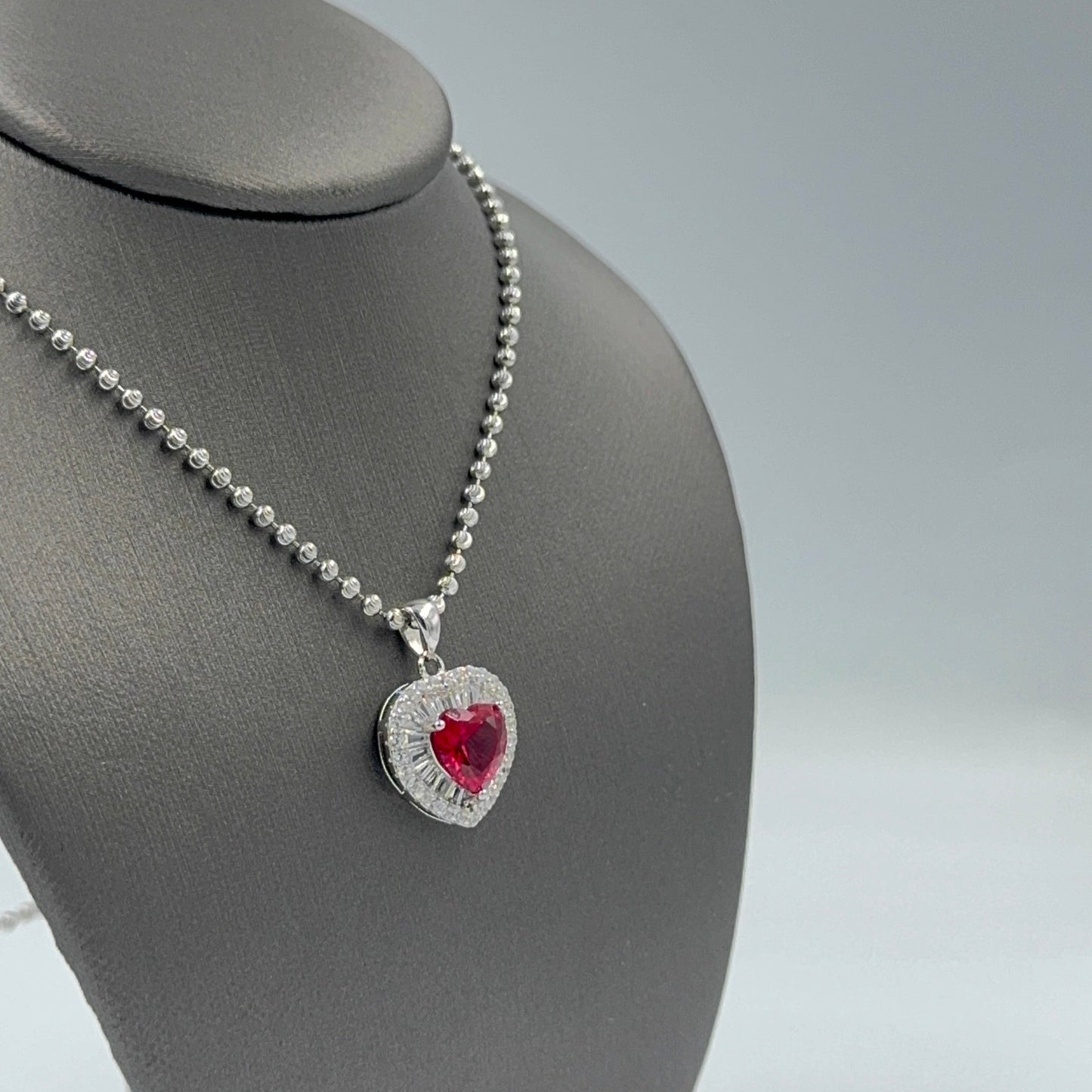 925 SILVER SET RUBI HEART