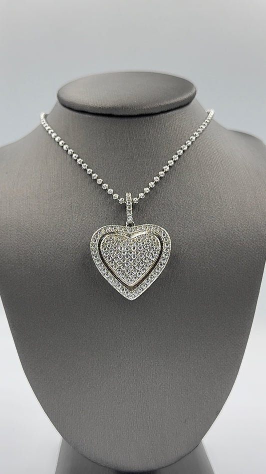 925 SILVER SET DOUBLE HEART